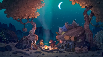 浣熊和朋友的夜晚露营