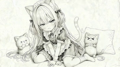 线稿生气的喵娘