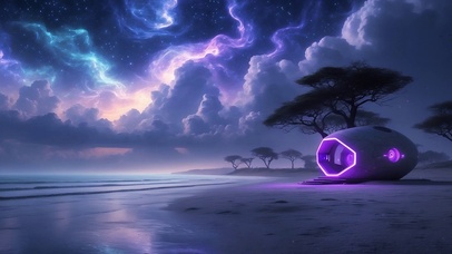 唯美海边科技小屋