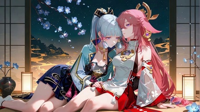 双子少女夜樱共赏