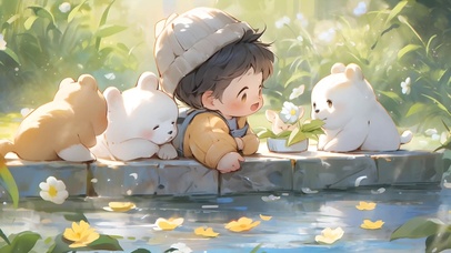 小男孩和萌宠