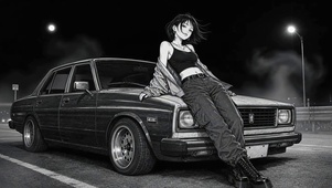 深夜公路｜冷感少女复古老车