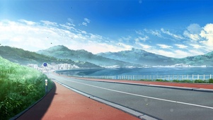 唯美蓝天白云公路景色