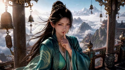 古风山间清冷美人