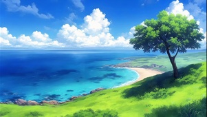 蓝海绿树