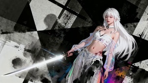 银华剑姬的水墨炫境剑影彩裳少女