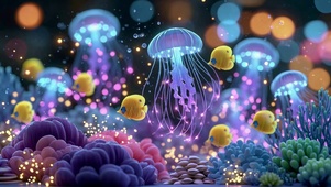 梦幻发光水母海底世界