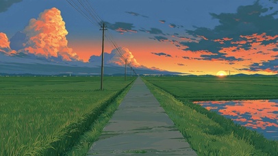 田野的晚霞4K