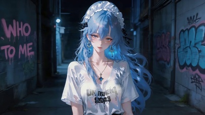 小巷涂鸦少女