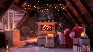 圣诞温暖壁炉房间
