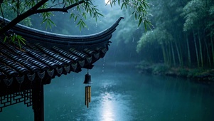 古风屋檐雨天