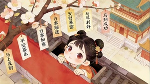 宫城上许愿签可爱小女孩