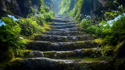 山林静谧氧气绿色阶梯