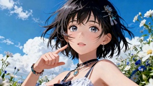 晴空花海短发二次元美少女