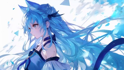 蓝发猫耳少女
