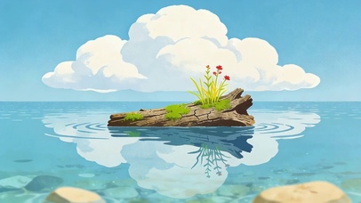 浮木上小花