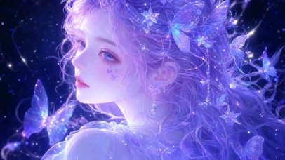 紫发侧颜美少女