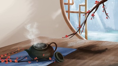 冬天冬季梅花茶壶