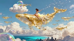 浮空鲸鱼女孩
