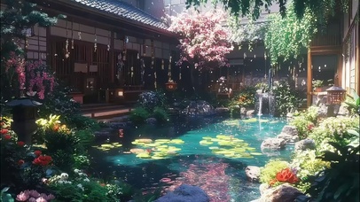 清新清透夏日唯美庭院