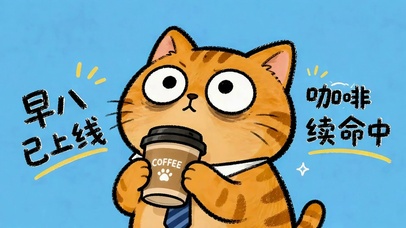 早八打工人橘猫咖啡续命