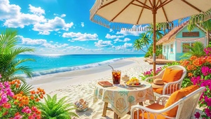 海滩休闲下午茶