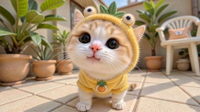 菠萝装可爱小奶猫
