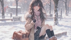 雪中浪漫美少女