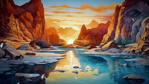 唯美风景AI插画
