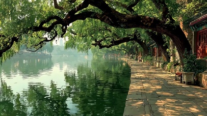 阳光古建园林湖畔