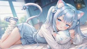 软萌蓝发猫娘