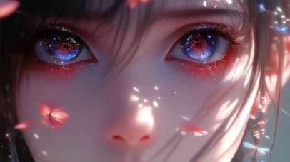 二次元插画少女星辰般的眼睛