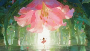 花朵下女孩