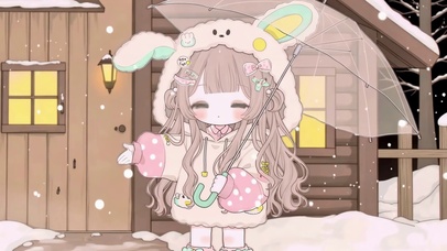 冬日雪夜兔耳女孩