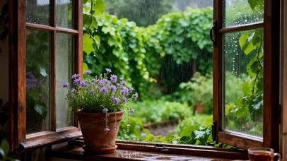 护眼雨天树木