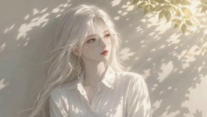 甜美白发眼镜少女
