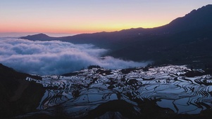 4K 高清 云南日出梯田