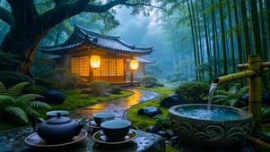 幽静雨景木屋
