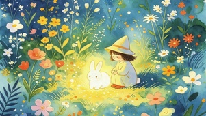 鲜花女孩和小兔