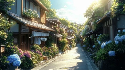 静谧朦胧微光古镇建筑