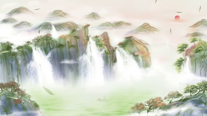 4k水墨古风高山流水动态壁纸