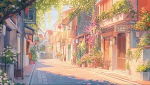春日樱花粉色商店街道