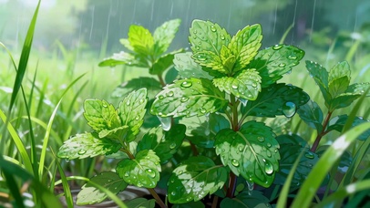 护眼雨中清凉薄荷