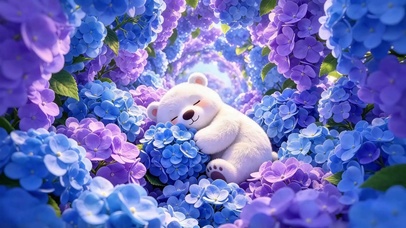 可爱小熊绣球花4K