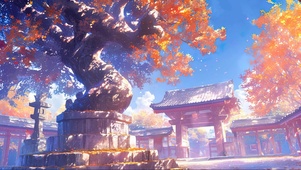 梦幻阳光古树枫叶公园