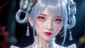古风蓝发蝴蝶美少女