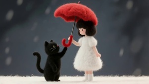女孩和猫咪