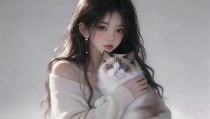 女孩和她的猫