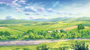 蓝天白云田地