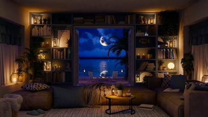 夜晚安静海景房间